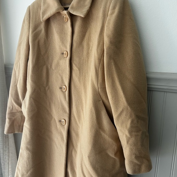 Chadwicks Women's Size 6 Wool Blend Tan Trench Coat with Pockets - Picture 5 of 8
